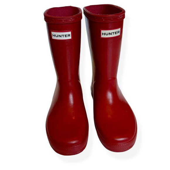 Hunter Girls Red Rain Boots UK 11 US 12 - Picture 1 of 9